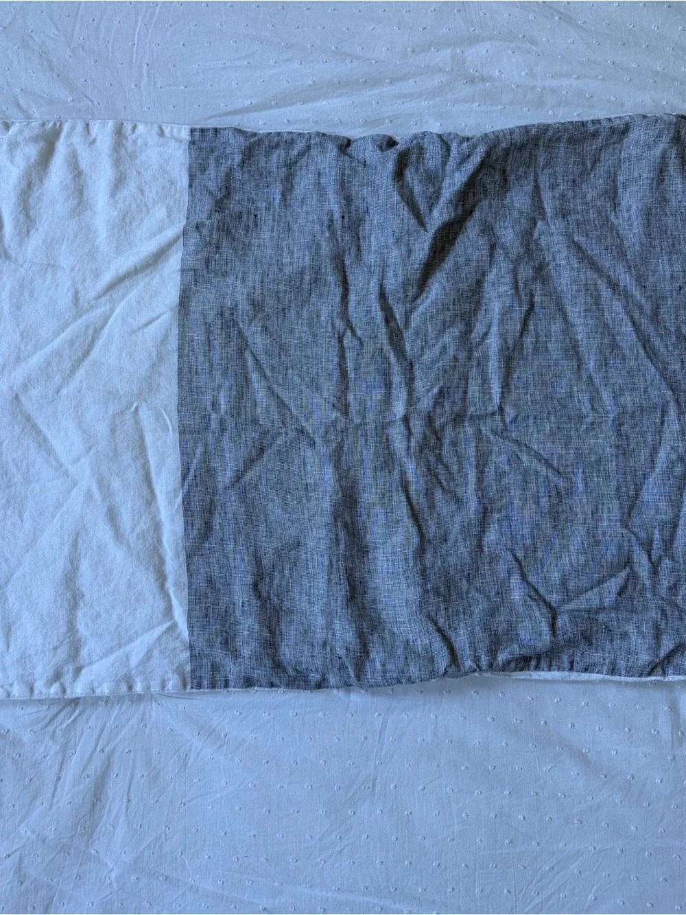 West Elm 100% Linen Gray & White Colorblock Standard Pillowcase Sham 20x26”